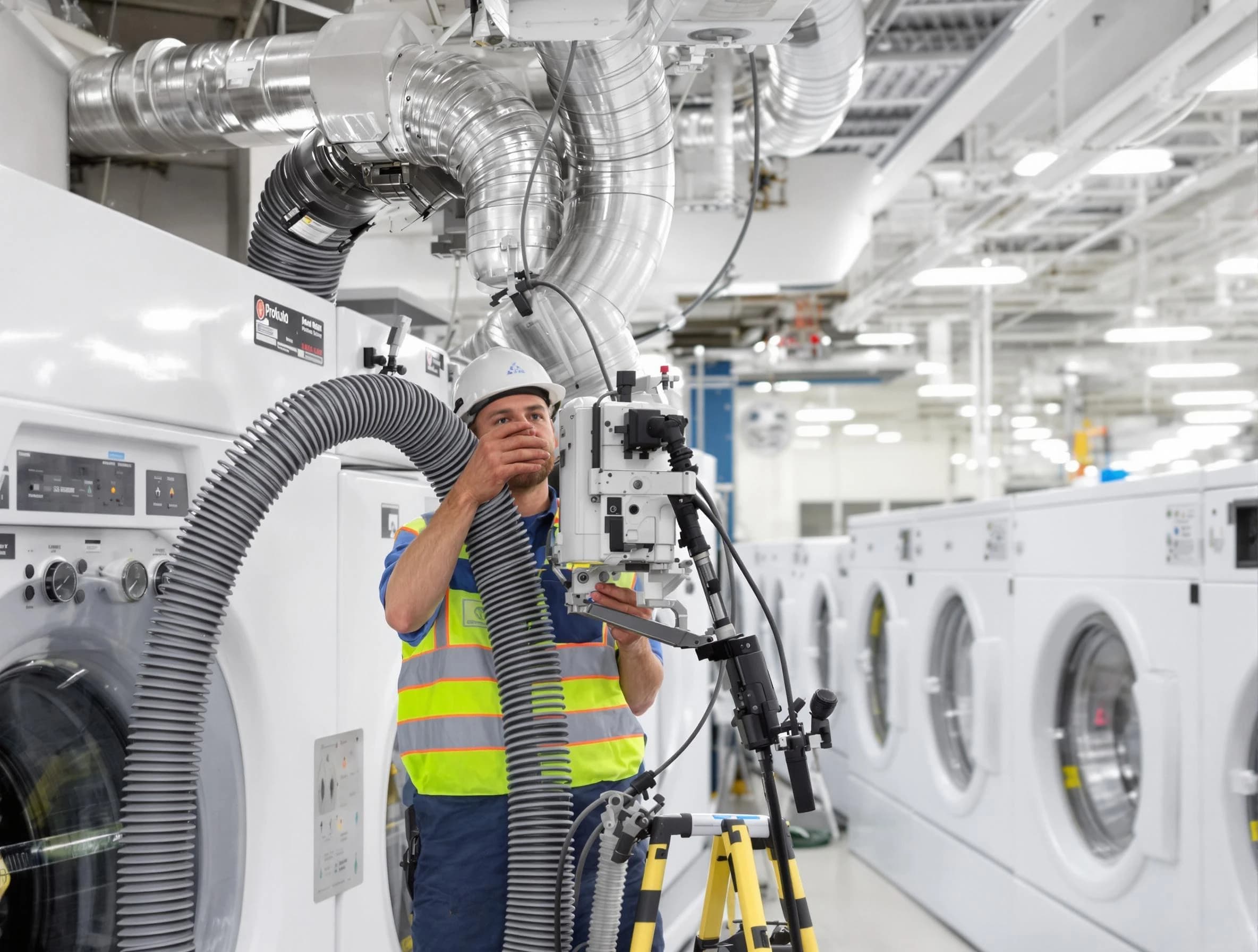 Kearns Dryer Vent Cleaning team performing commercial-grade dryer vent cleaning at a business facility in Kearns