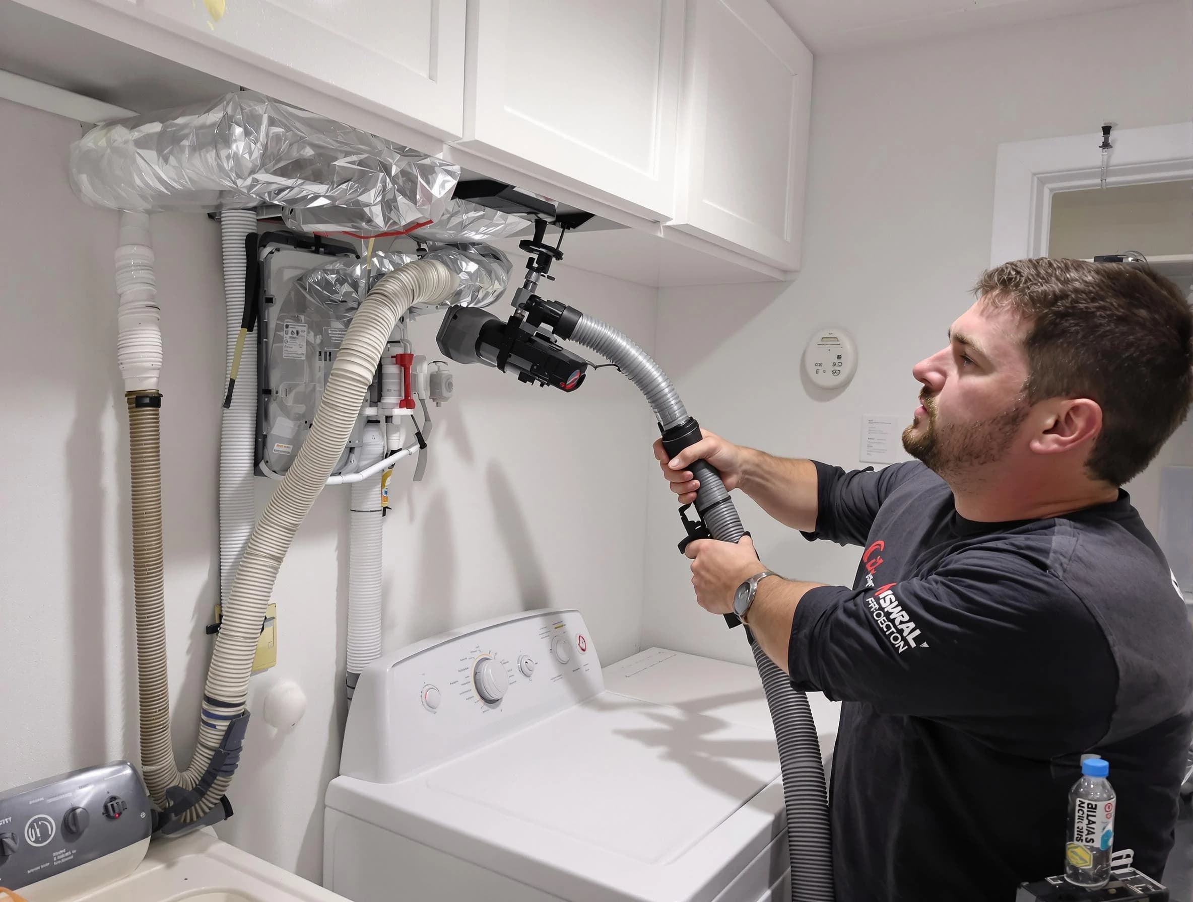 Kearns Dryer Vent Cleaning certified technician performing safety-focused gas dryer vent cleaning in Kearns