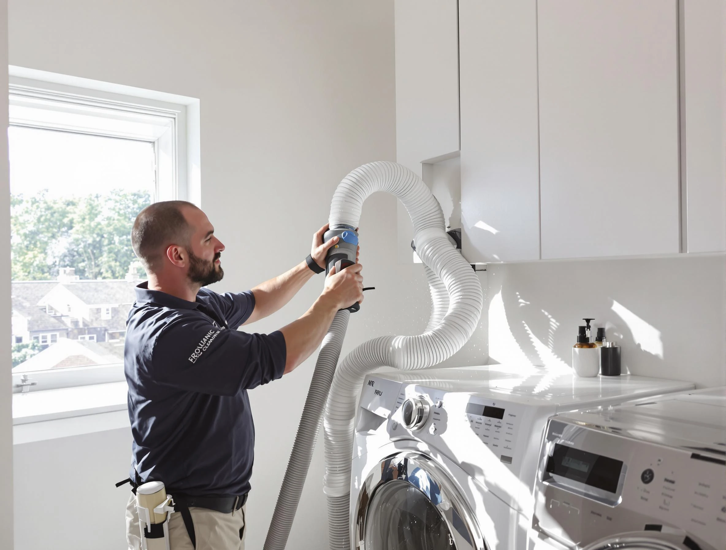 Certified Kearns Dryer Vent Cleaning technician performing dryer vent cleaning in Kearns