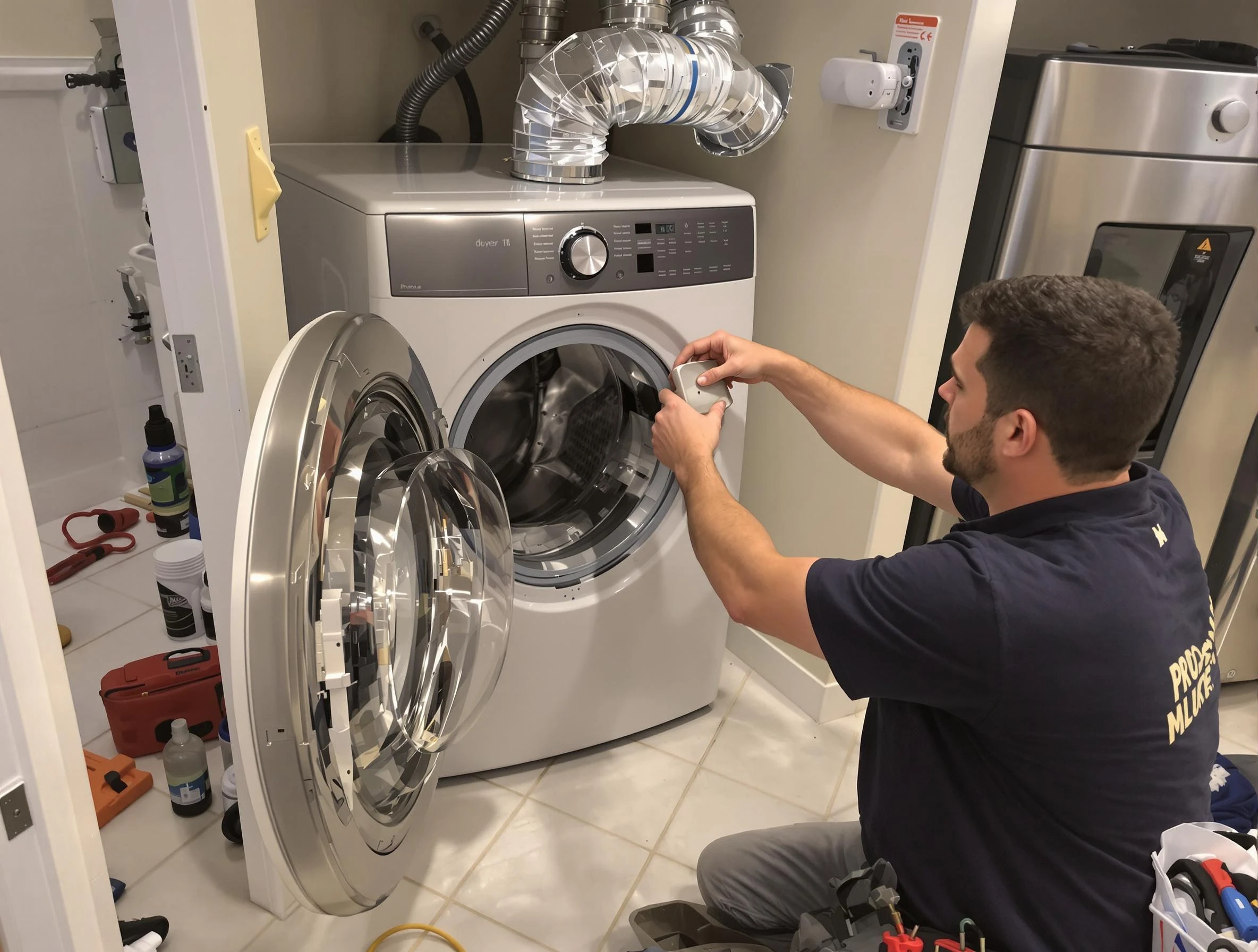 Kearns Dryer Vent Cleaning technician performing precise dryer vent hose installation in Kearns